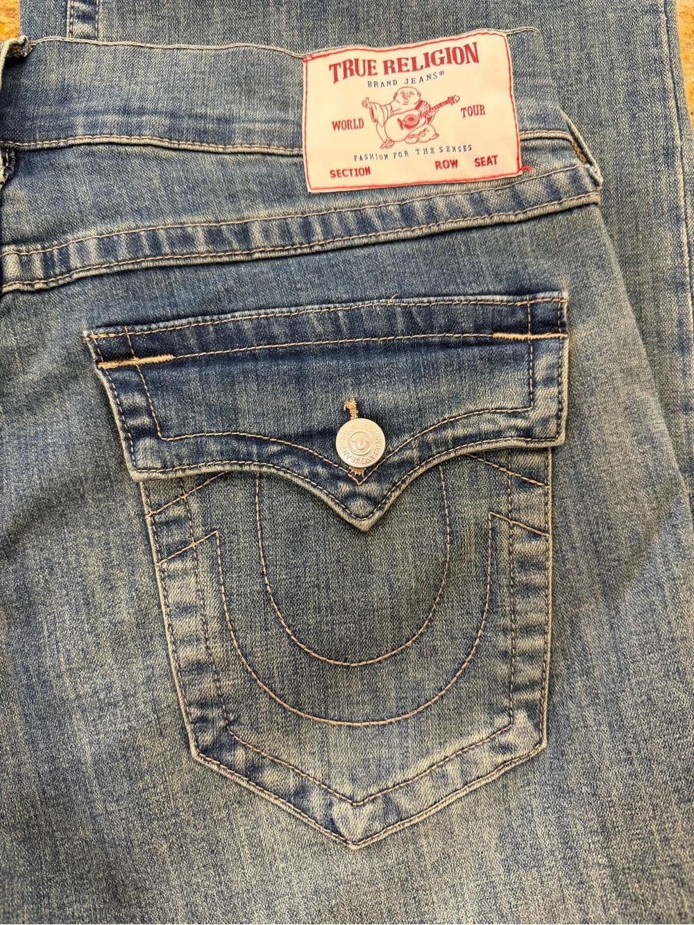 TRUE RELIGION: Men's Vinny Ultra Baggy Denim Blue Washed, Wide Leg, Size 36x34